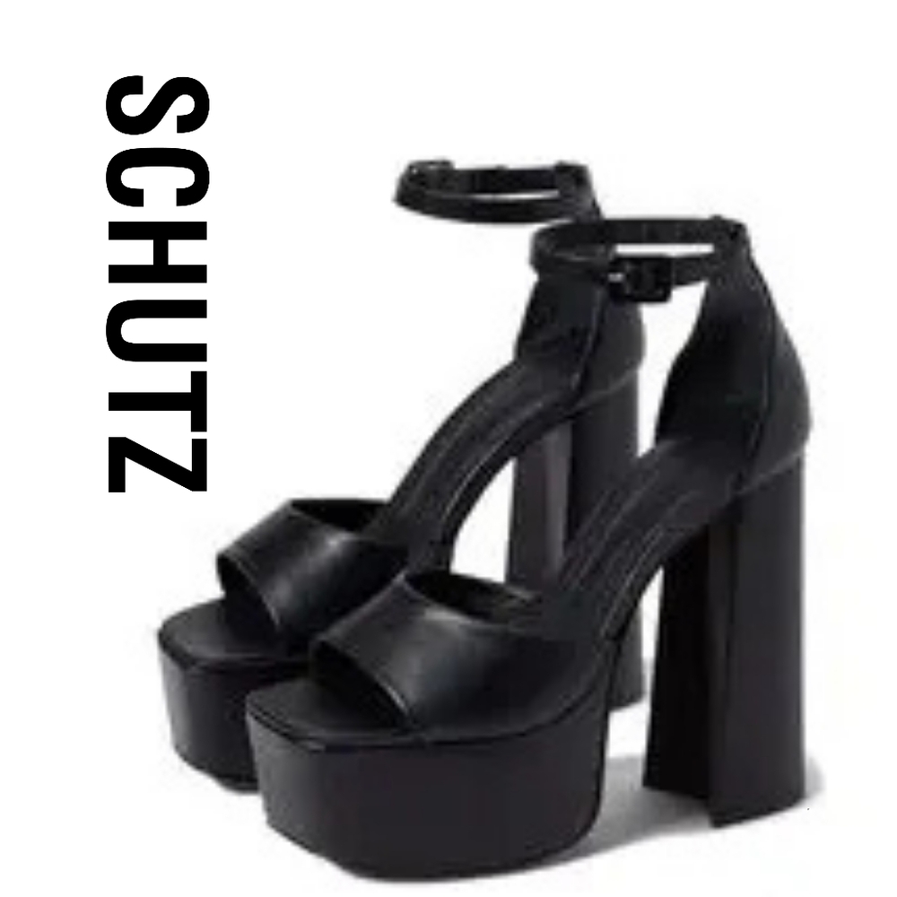 SCHUTZ Lenne Black Platform Heels Size 7.5 - Picture 7 of 7